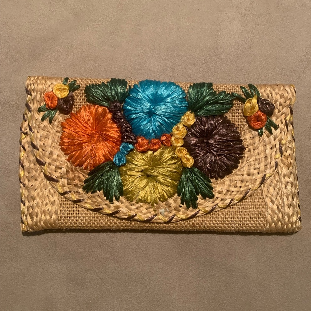 Vintage Woven Clutch with Floral Design